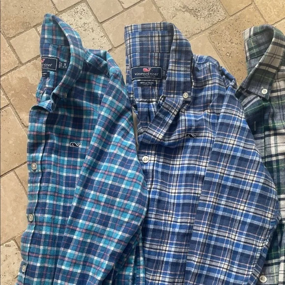 BUNDLE Vineyard Vines FOUR Flannel Shirts Small Plaid Shirt Collection 8-10 Tops - Picture 4 of 15